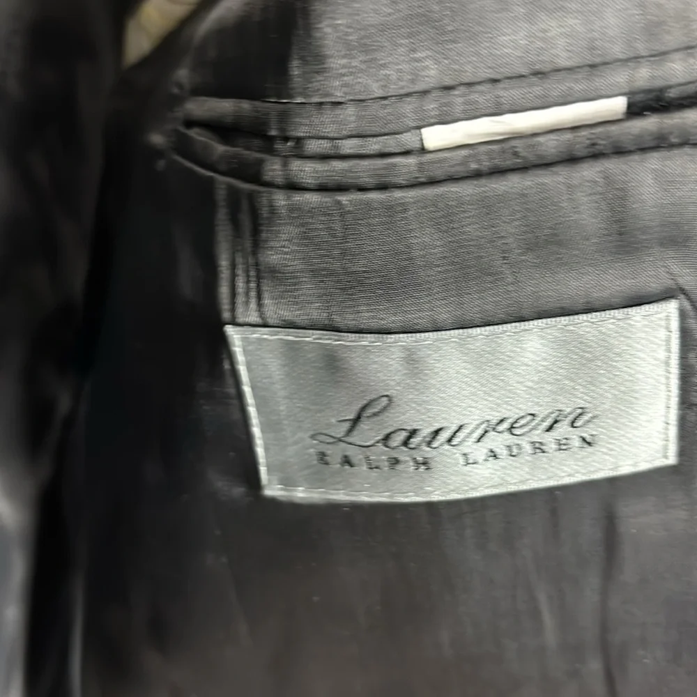 LAUREN Ralph Lauren wool cashmere gray pinstripe blazer size 46 R sports coat
